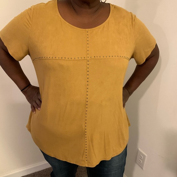 Mary McFadden Tops - Suede studded  shirt